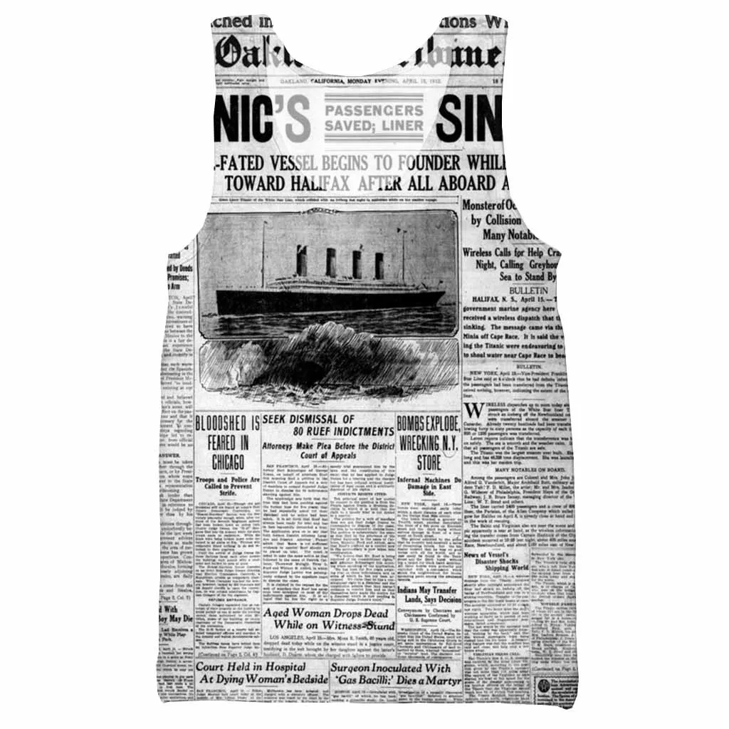 Забавный старый газетный 3D напечатанный унисекс Топ на бретелях для мужчин модный крутой летний топ на бретелях для работы Мужские Женские топы топ на бретелях