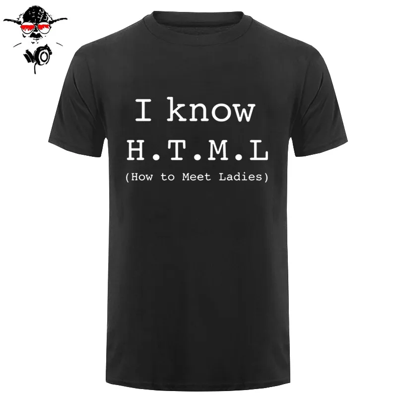 Я знаю HTML как для удовлетворения дамы T рубашка Для мужчин Летний стиль хлопок короткий рукав Geek шутка футболка смешные футболки Camisetas Hombre