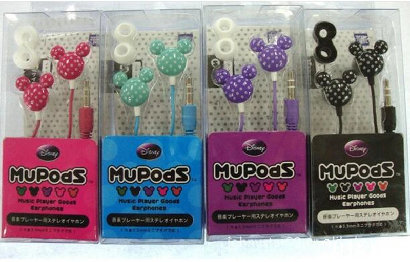 

Free Shipping 500pcs/lot mickey mouse earphone headphone headset for ipod mp3/mp4 mobile good quality cartoon earphone with box