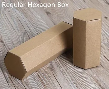 

20pcs/lot-4cm Regular Hexagon Small Big Size Fashion kraft paper gift box food candy Tea Storage Box DIY Craft Packaging