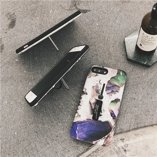 Fashion Marble Pattern Hybrid Armor Metal Aluminum Bracket Stand Holder Kickstand Phone Case For iPhone X 6 6sPlus 7 8Plus |