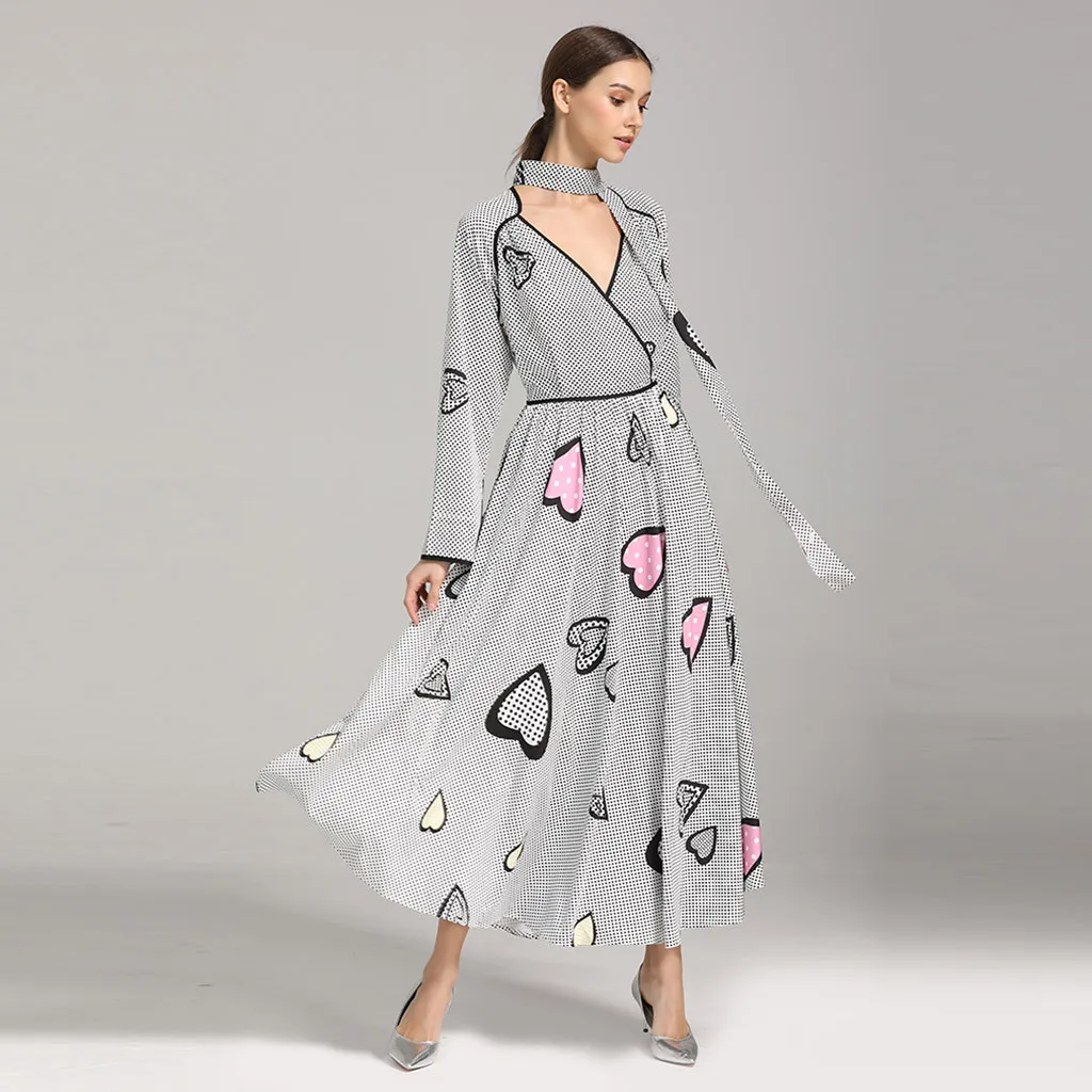 Abayas женская мусульманская одежда модные бандажные платья с цветочным принтом с принтом «любовь», комбинезон с длинными рукавами и бантом, мусульманское платье 4,15
