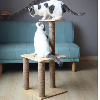 

Big Cat 3 Layer Climbing Tree Tower Cat Condo Furniture Scratch Post Board Kittens House Jumping Toy Pet Activity Center HW036