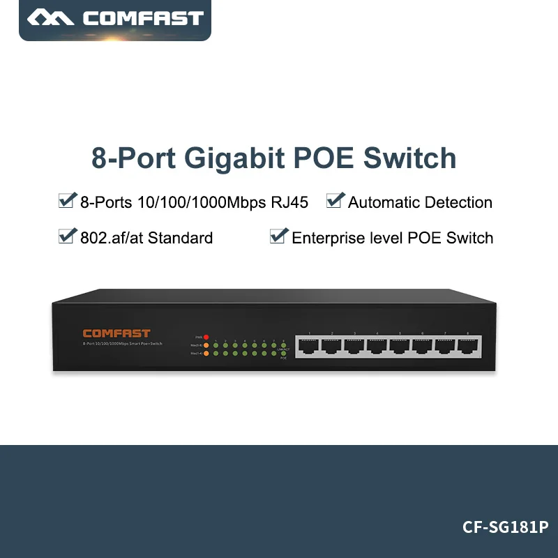 Comfast 8 Port 10/100/1000Mbps Gigabit Enterprise Level POE Switch 802