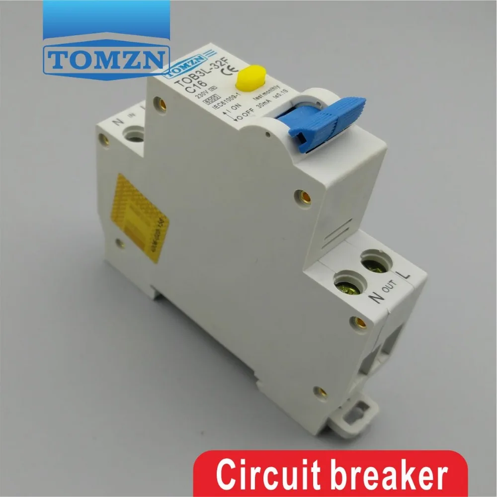 TOB3L-32F 18 мм RCBO 16A 1P+ N 6KA УЗО с защитой от перегрузки по току и утечки