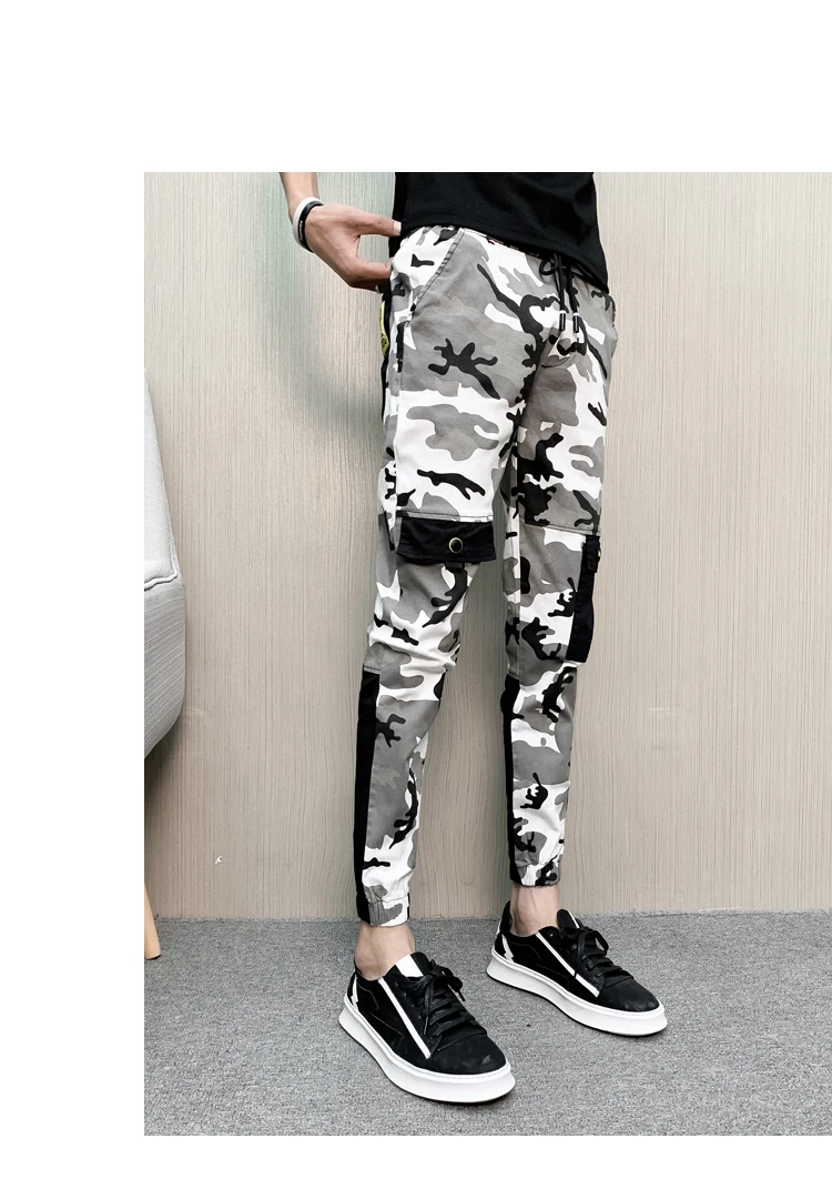 Модные камуфляжные Мужские штаны для мужчин хип хоп уличные брюки Slim Fit корейский повседневное дамские шаровары джоггеры весн