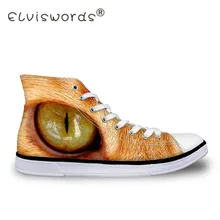 ELVISWORDS/Мужская парусиновая обувь с высоким берцем и 3D-принтом животных; мужская повседневная обувь на плоской подошве со шнуровкой для подростков; кроссовки для студентов