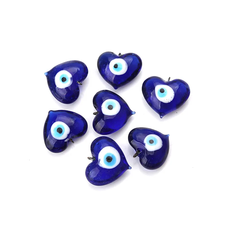 

2pcs/lot 25*22mm blue evil eye heart charms pendant diy evil eye necklace pendant jewelry accessories Pendant