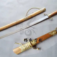 S1304 Китайский кунг-фу Боевые искусства у-шу Тай Чи Меч польский лезвие w/фуллерс светло-коричневого дерева 42"