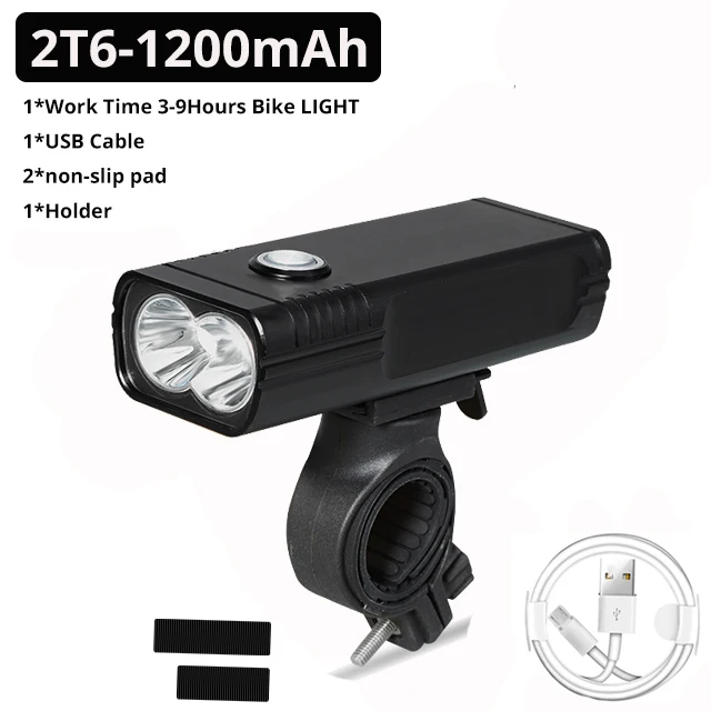 20000Lums велосипедный светильник L2/T6 USB Перезаряжаемый 5200mAh велосипедный светильник IPX5 Водонепроницаемый светодиодный головной светильник как внешний аккумулятор Аксессуары для велосипеда - Цвет: 1200mAh Battery