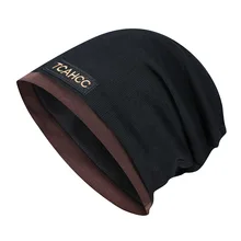 Сплошной цвет унисекс для мужчин и женщин Skullies Beanies Hedging cap вязаный хлопок двойной слой ткань колпачки дамская шляпа без полей