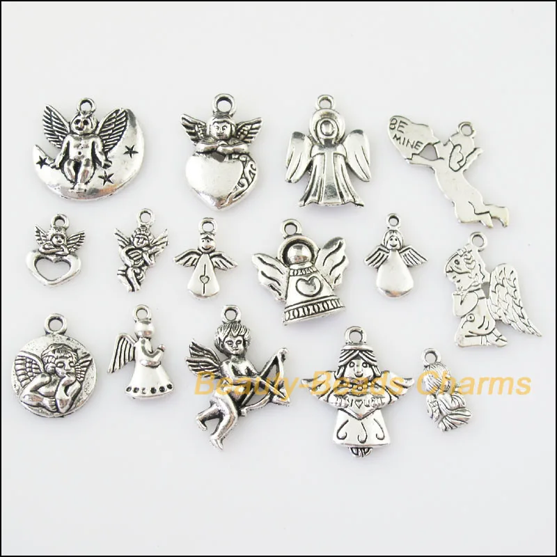 

15Pcs Antiqued Silver Tone DIY/ Lovely Angel Mixed Charms Pendants