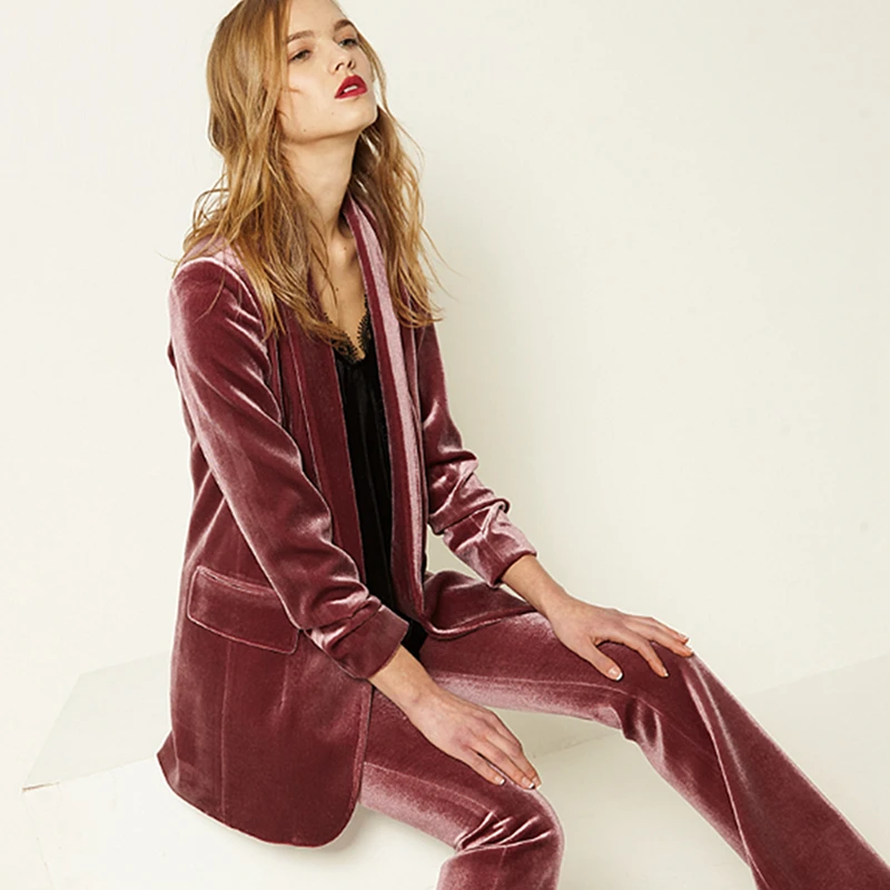 Fluwelen Blazers Vrouwen Eenvoudig Ontwerp Pak Vouw Lange Mouwen Dames  Office Work Kleding Mujer Herfst Winter Nieuwe Mode - AliExpress