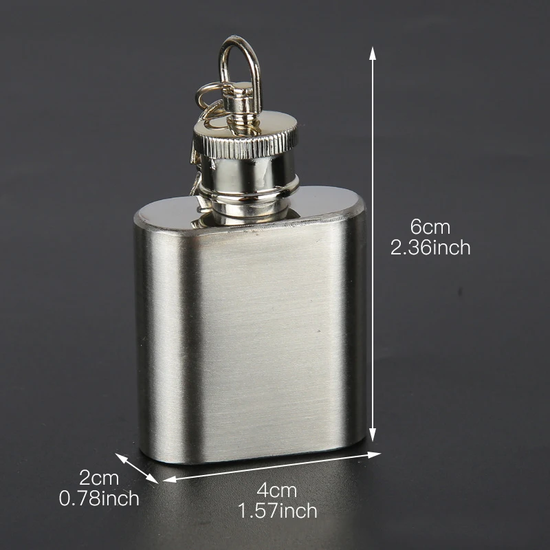 Hip Flask Alcohol Flagon Mini Stainless Steel Flagon with Keychain Vintage Flask