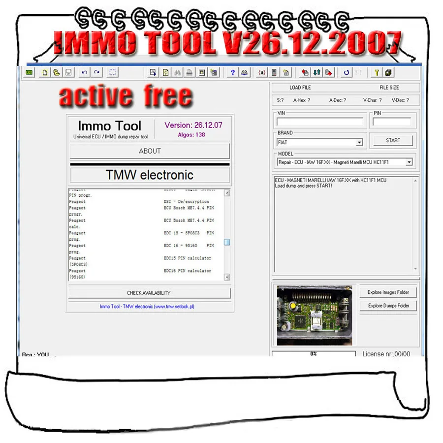 ECU Immo инструмент Ремонтное программное обеспечение иммобилайзер V26.12.2007 +