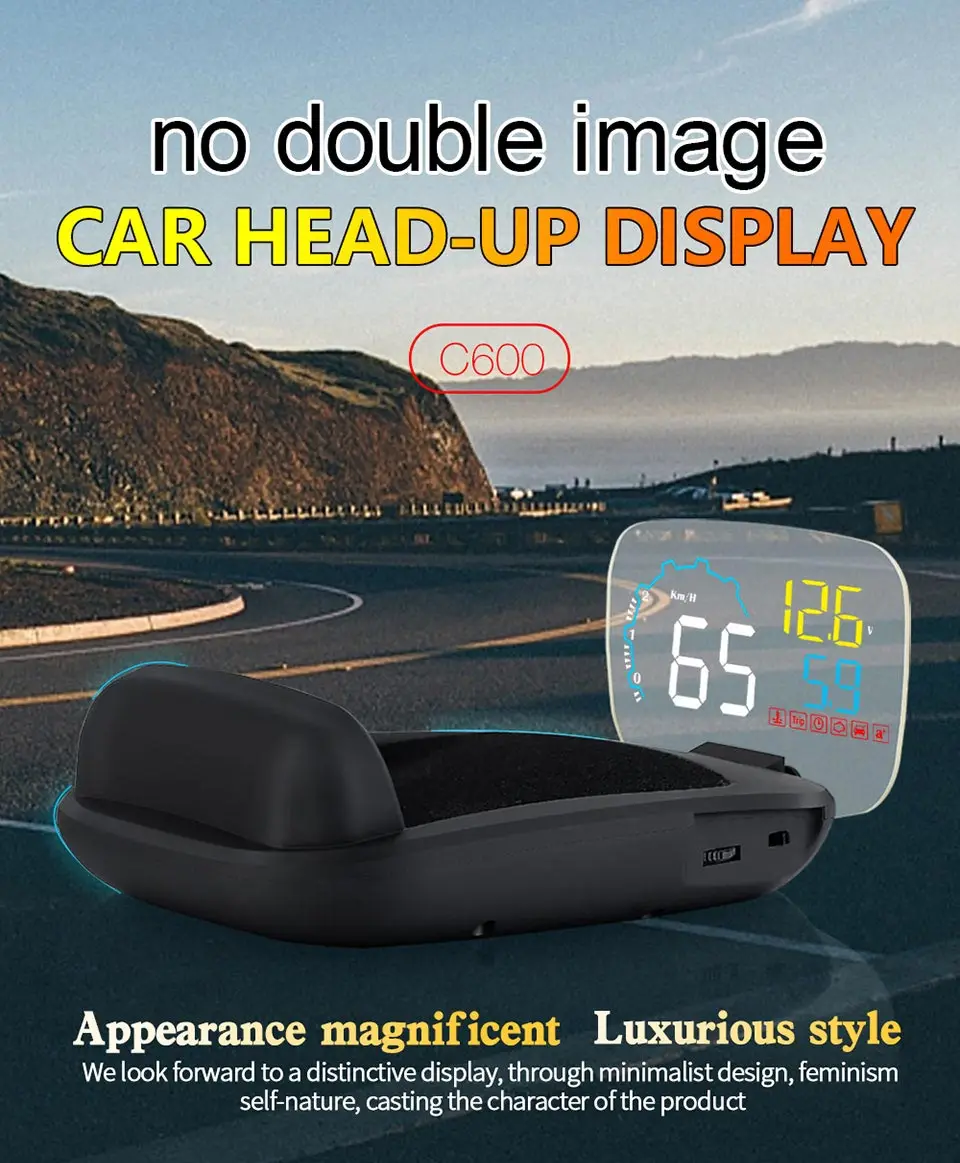 VJOYCAR C600 БД на борту HUD автомобилей Head Up Дисплей автомобилей компьютерной цифровой Скорость проектор для вождения Скорость расход топлива проэкция скорости