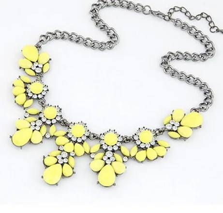 

Match-Right 2015 Hot Pendant Necklace Trendy Women Jewelry Link Chain Statement Necklaces Colar Collar Water Drop Resin Pendants