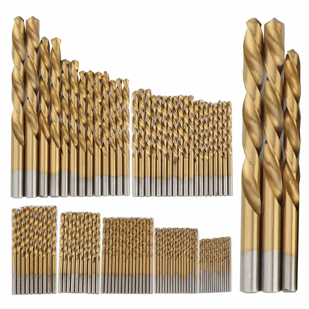 

99pcs/set Manual Twist Titanium Coated High Speed Steel Drill Bits Set HSS4241 Hand Tool 1.5mm-10mm Drilling Tools Kit