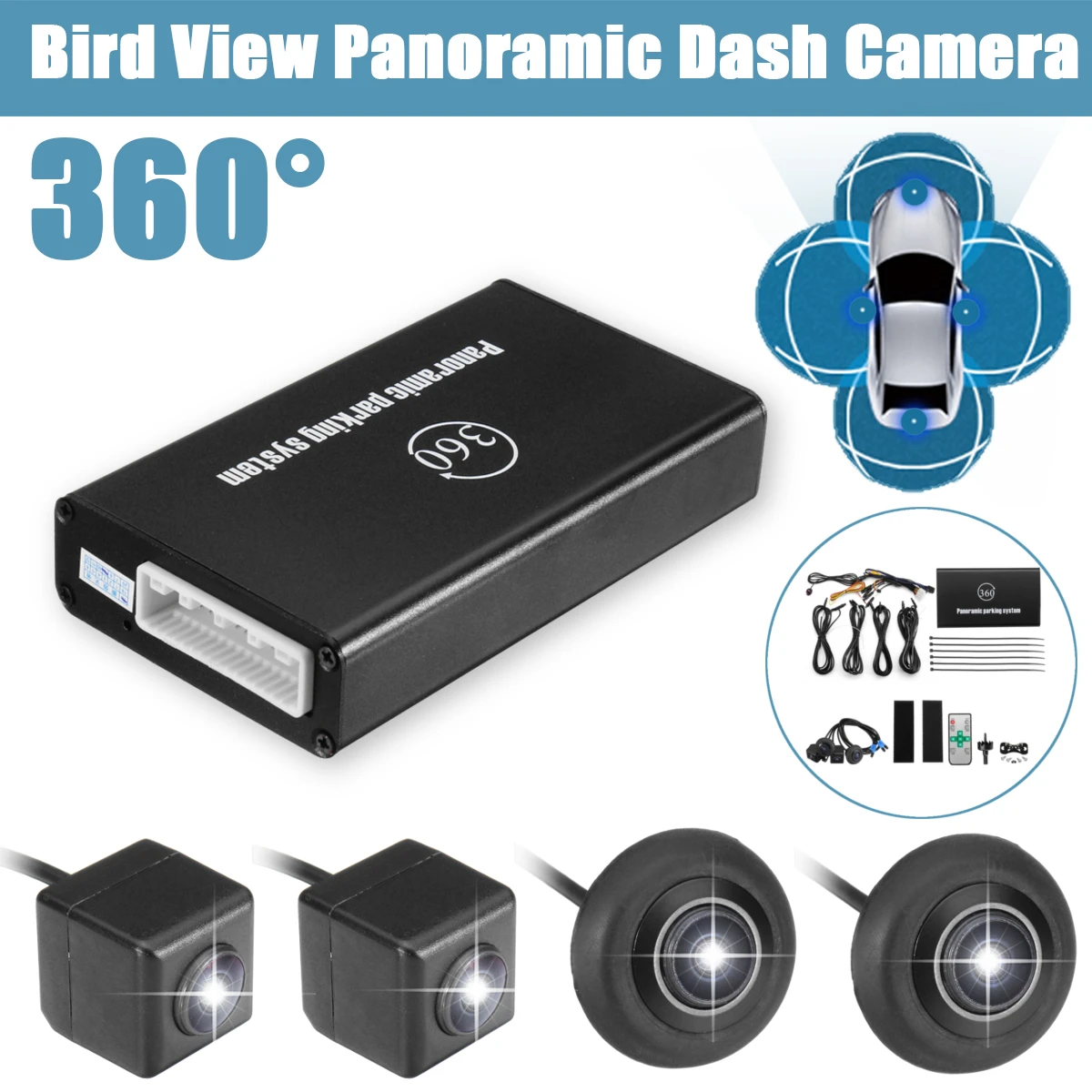 

KROAK 4 Camera 360 Degree HD Bird View Panoramic System Car DVR Recording Parking Rear View Cam