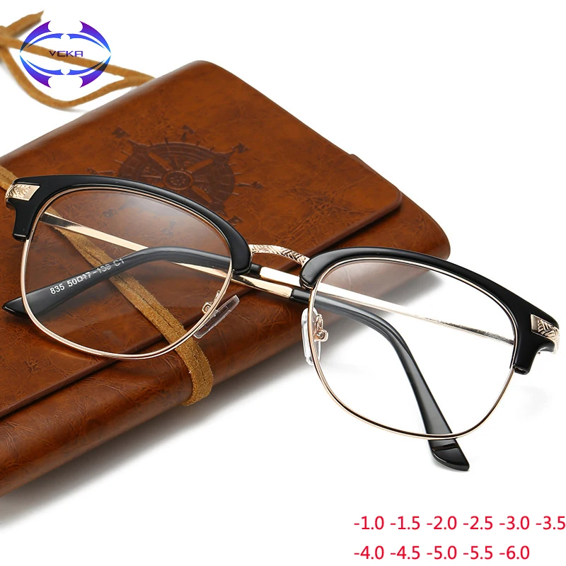 

VCKA Diopter -1 -1.5 -2 -2.5 -3 -3.5 -4 -4.5 -5 -5.5 -6 Finished Myopia Glasses Men Women Metal sightedness Vintage Eyewear