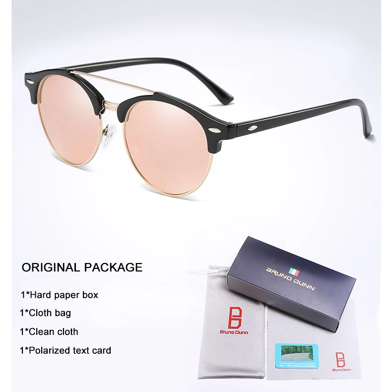 Bruno Dunn Classic Polarized Sunglasses Men Women Retro Brand Designer round Sun Glasses Female Male Fashion Mirror Sunglass ray - Цвет линз: as picture