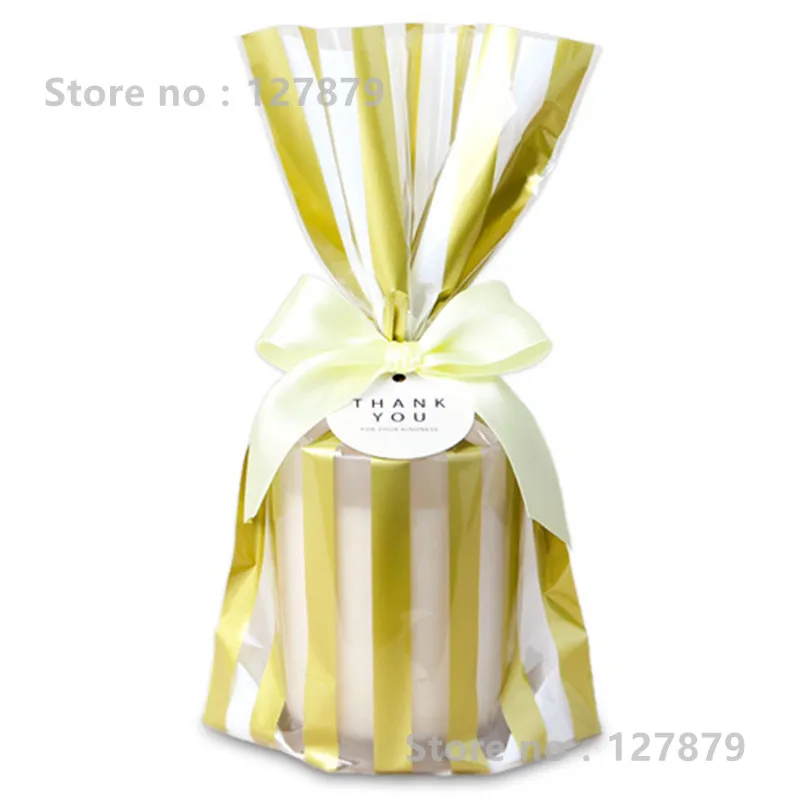 100pcs Golden vertical stripes Wax Coating ,Packaging Bag,Biscuit bags,Candy Gift Soap Packaging,15*25cm