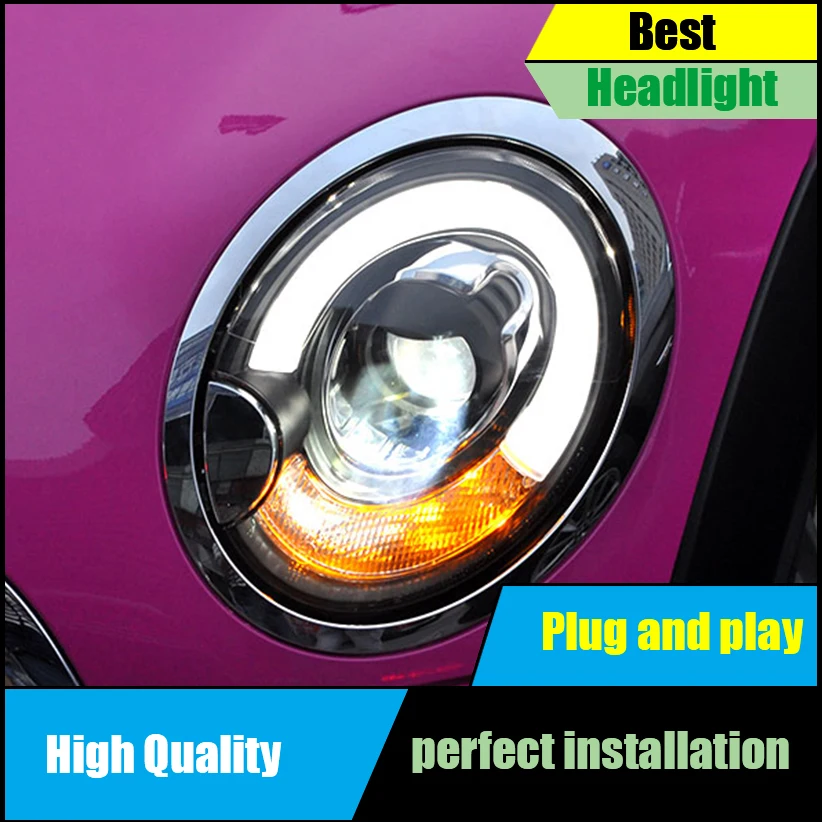 

Car Styling For Mini R56 2007-2013 Head Light led headlights head lamp LED Angel eye DRL front light Bi-Xenon Lens xenon HID