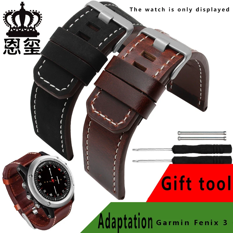 Achat Original style qualité véritable montre en cuir bandes 26mm noir brun remplacement bracelet boucle déployante fit Garmin Fenix 3