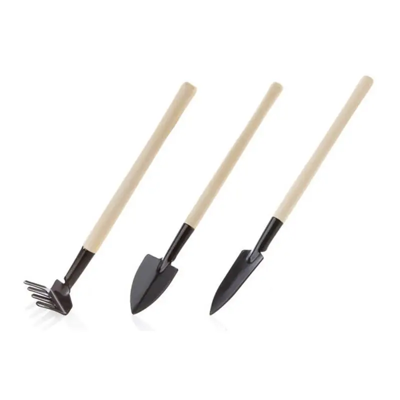 3 шт. мини набор инструментов для садоводства бонсай набор инструментов садовая лопата грабли деревянная ручка инструмент для посадки металлическая головка садовника