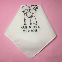 Свадебный подарок на заказ, свадебная салфетка с вышивкой, Белая Квадратная салфетка, индивидуальный свадебный подарок