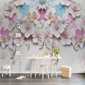 

Peach flower stereo TV background wall professional production murals, wallpaper wholesale, custom poster photo wall
