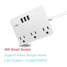 ANENG WiFi Smart power Strip с 3 портами usb + 3 3 отверстия вилки для Alexa/Google Home