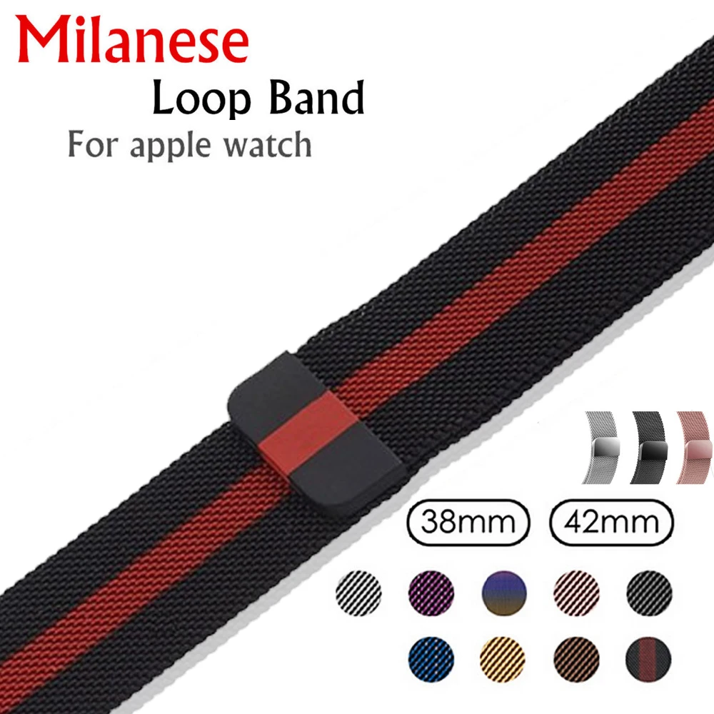 

Milanese Loop band For Apple Watch series 4 44mm 42mm 38mm 40mm Pulseira Iwatch 3/2/1 link Bracelet Wrist Strap Metal Watchband