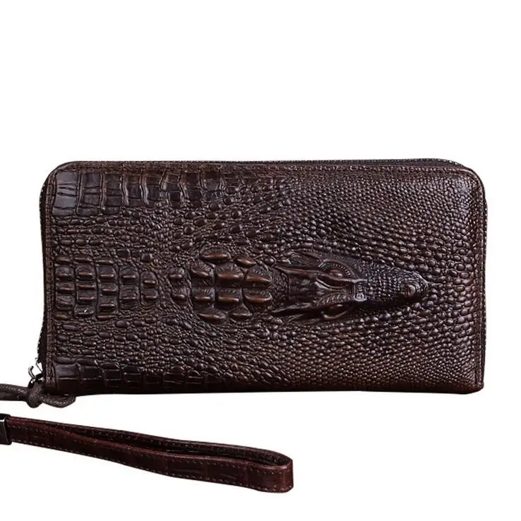 

2018 Cowhide Men's wallet Crocodile grain Hand bag Wallets Leather Coin purse