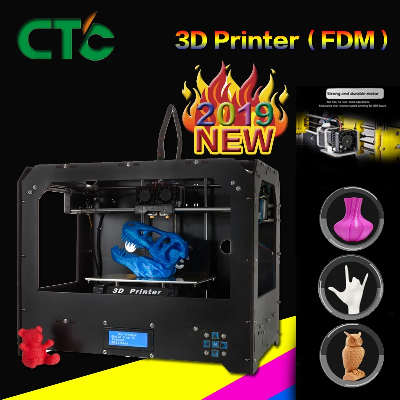 

CTC 3D printer Three-dimensional high precision dual nozzle FDM Rapid prototyping Two nozzles