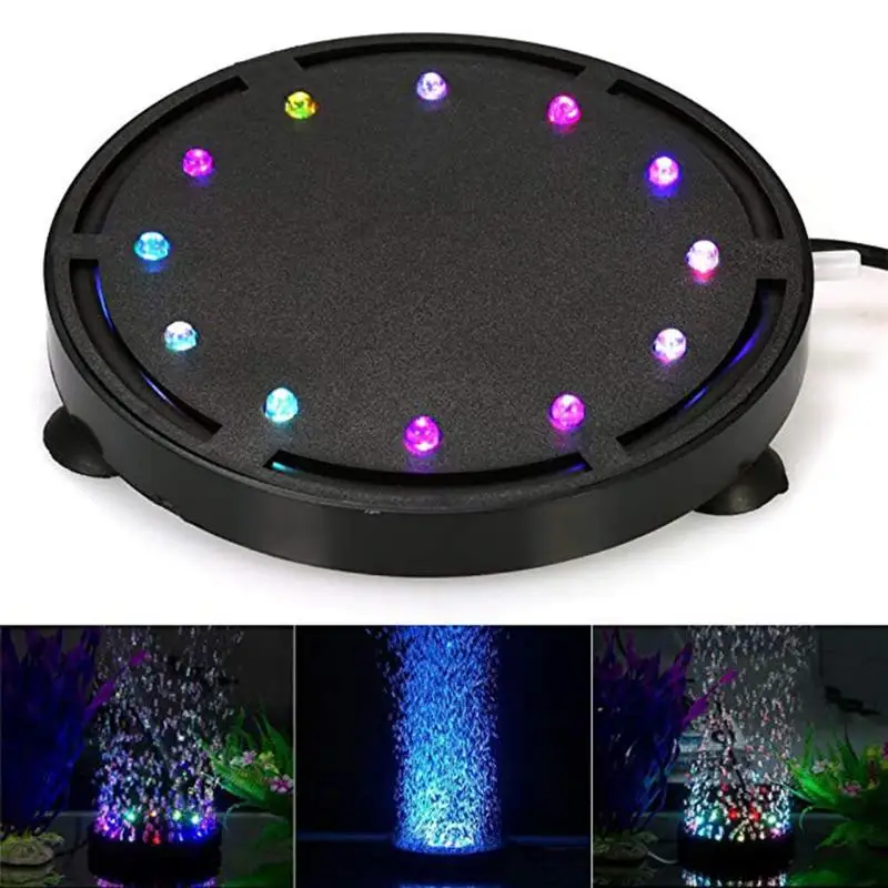 12LED аквариумное освещение для аквариума подводный Водонепроницаемый цветная(RGB) подводная пузырь лампа освещения ЕС Аквариум Украшение