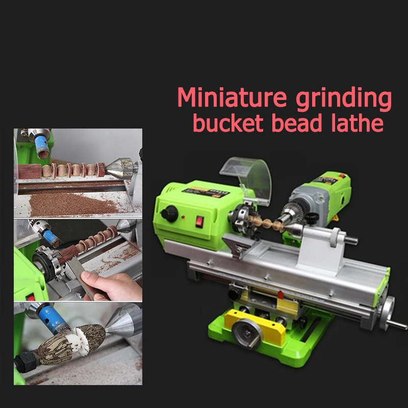

LISM Small DIY Woodworking Mini Lathe Bench Drill Stainless Steel Round Bead machine Household High Precision Metal Processing