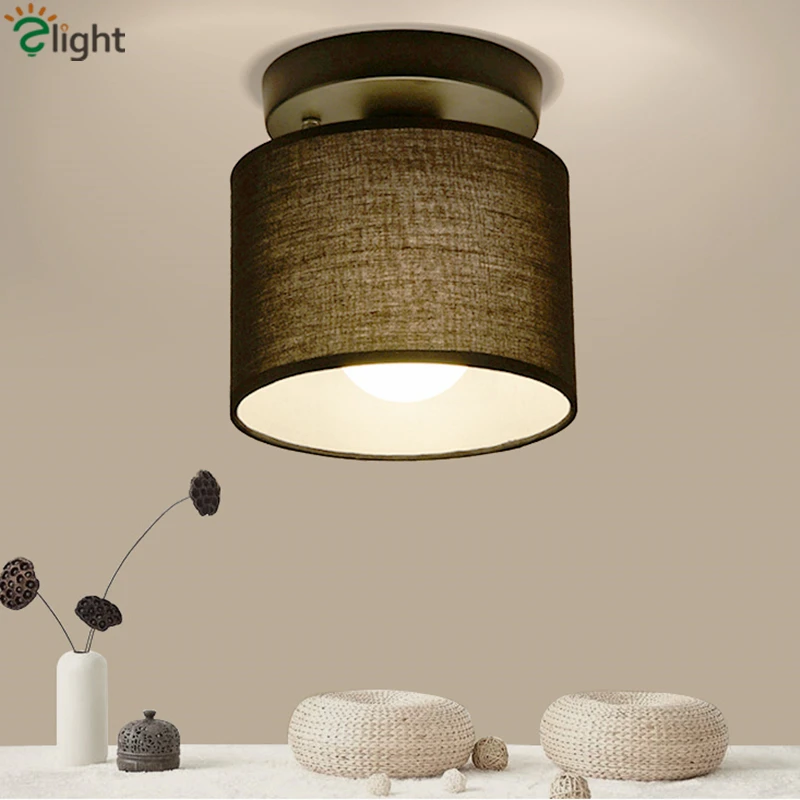 

Europe Nordic Traditional Linen Fabric Corridor Led Ceiling Light For Balcony 3 Colors 85-265V Hallway Ceiling Lamp