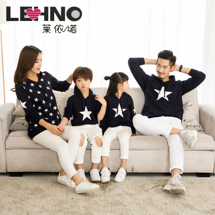 

Winter Cotton Hoodie with Star Print Family Matching Clothes