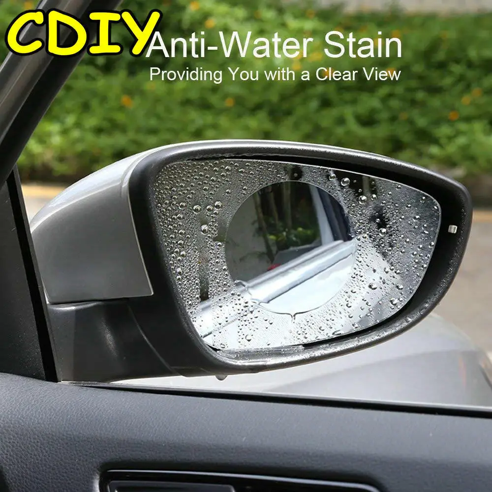 

CDIY 2Pcs Transparent Blue Car Waterproof Anti Fog Rainproof Rearview Reversing Mirror Protective Film Sticker