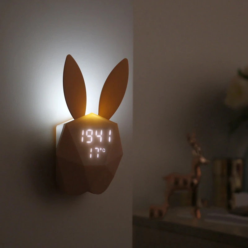 

Smart Alarm Clock Digital Thermometer Magnet Animal Clock Cartoon Voice Control Night Light Bracket Clock Charge Creative Snooze