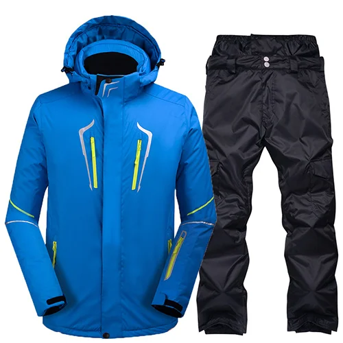 Лыжный костюм, мужские комплекты, супер теплый, уплотненный, водонепроницаемый, ветрозащитный, зимние костюмы для снега, мужские комплекты, зимние, для катания на лыжах и сноуборде, куртка для мужчин - Цвет: color