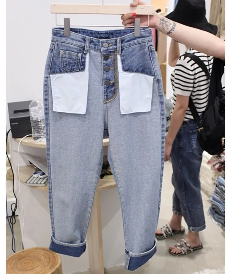 

2018 Autumn Women High Waist Wide Leg Jeans Fashion Korean Style Casual Denim Pants Loose Straight Ladies Trousers