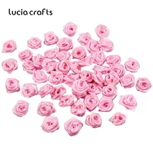 Lucia artesanato 50-144 pçs/saco 10mm cetim flor cabeça meninas cabelo arco headwear diy vestuário artesanato b0103