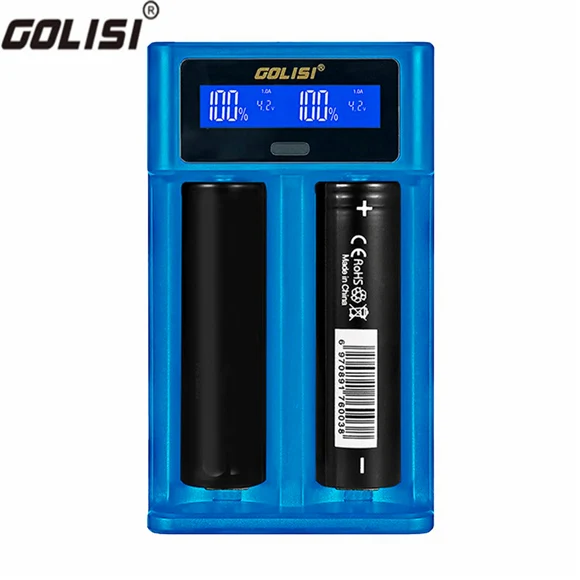 Golisi i2 2.0A Смарт ЖК-зарядное устройство для 18650 20700 26650 Li-Ion Ni-MH Ni-Cd AA AAA аккумуляторная батарея(не входит в комплект - Цвет: Blue