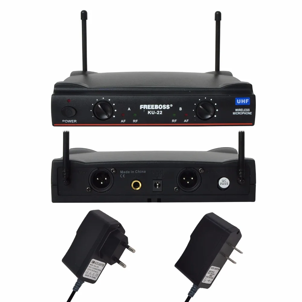 Freeboss KU 22 UHF большой радиус двухканальный 2 ручной передатчик микрофона