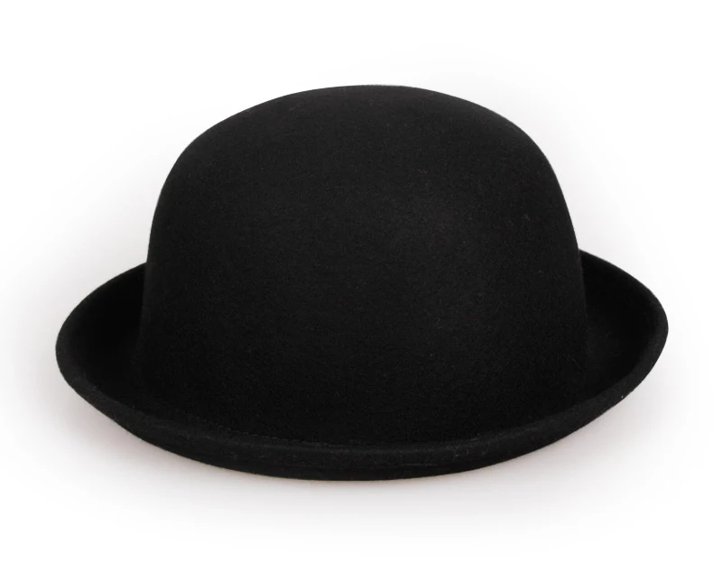 LUCKYLIANJI Модная Детская шерстяная фетровая модная шляпа Боулер Дерби теплая Милая Повседневная Кепка(один размер: 54 см - Цвет: Черный