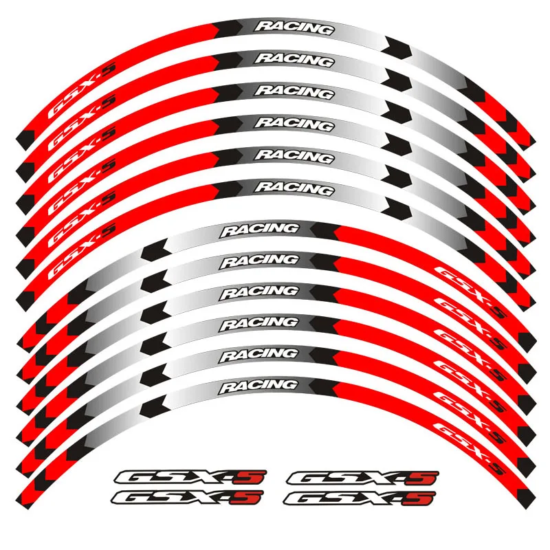 Новая высококачественная наклейка для колес мотоцикла 12 шт. светоотражающий обод в полоску для Suzuki GSX-S GSX-S750 GSXS1000 750 1000 gsxs - Цвет: 3
