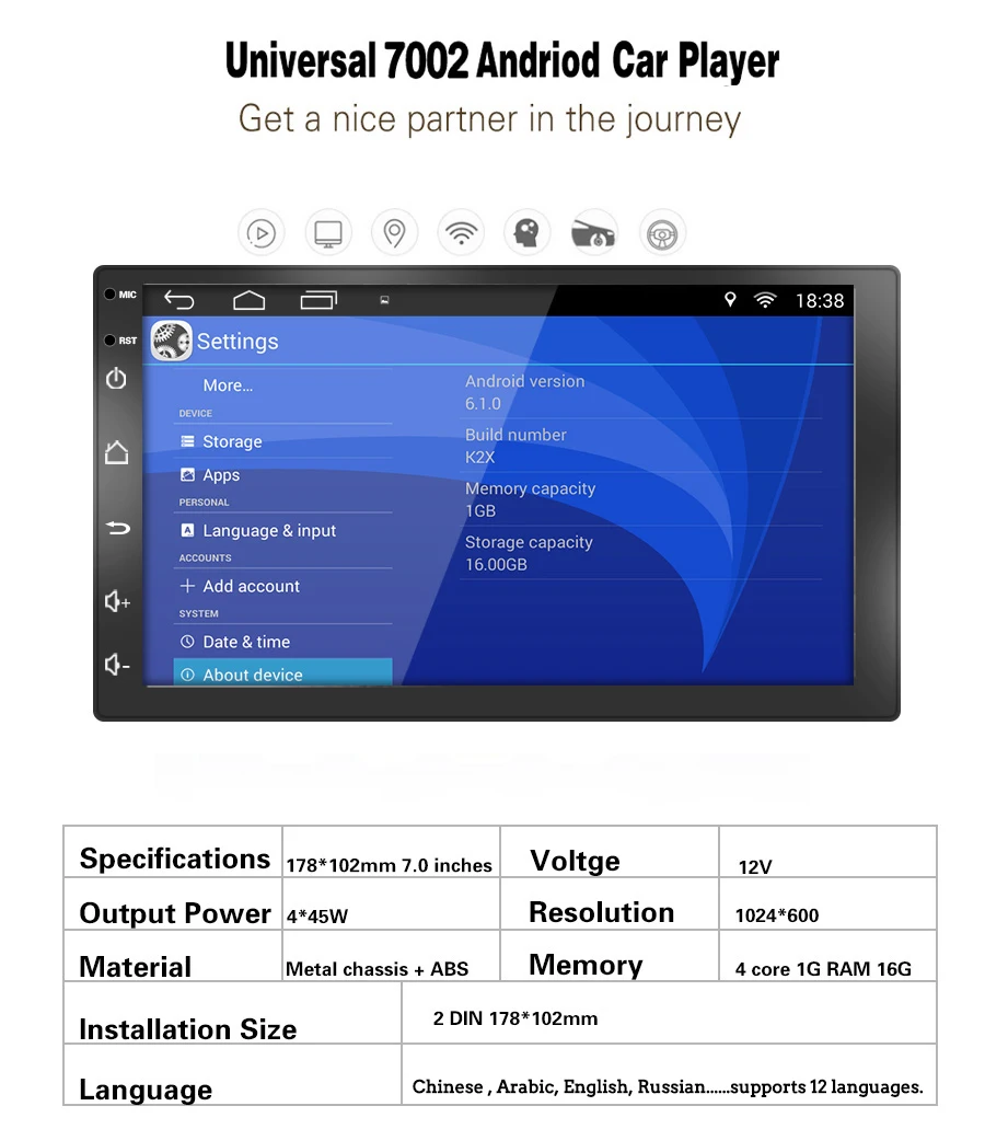Clearance TOPSOURCE Car Multimedia Player Android 6.0 Car DVD Radio Player 2 din WiFi For Nissan TOYOTA Volkswagen Universal GPS 1024X600 1