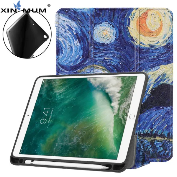 

With Pencil Holder Case for Apple iPad 5 / 6 Air / Air 2 9.7 Inch Cartoon Printed Stand Filp Cover for New iPad 9.7 2017 2018
